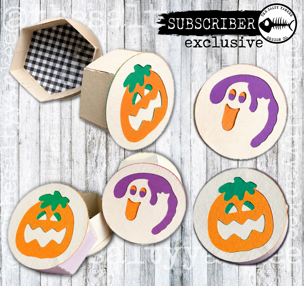 Spooky Ghost and Pumpkin Sugar Cookie Box Template - SVG File Download