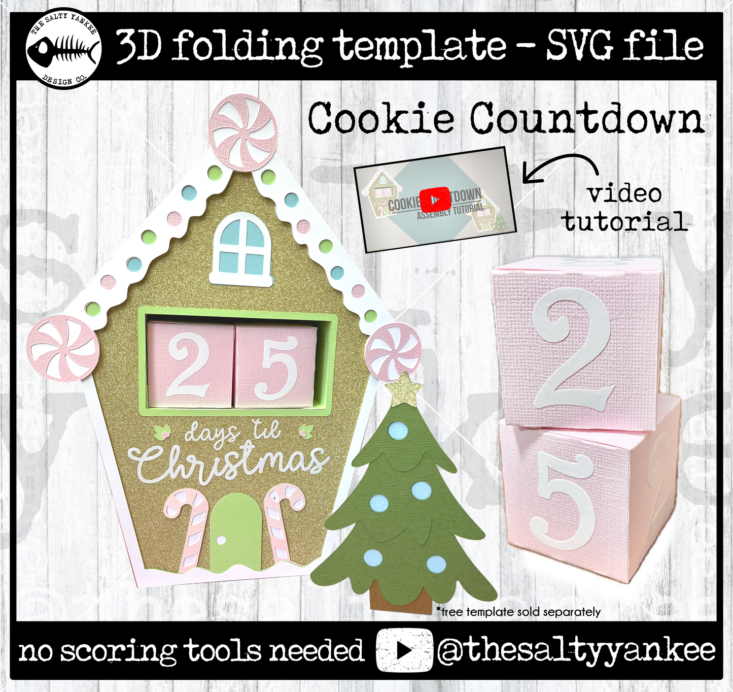 Cookie Countdown Christmas Calendar Template - SVG File Download