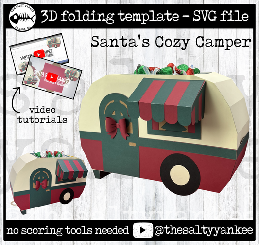 Santa's Cozy Camper Prop & Candy Dish Template - SVG File Download