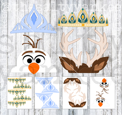 Ice Queen and Friends Printable Crowns SVG and PNG File Download