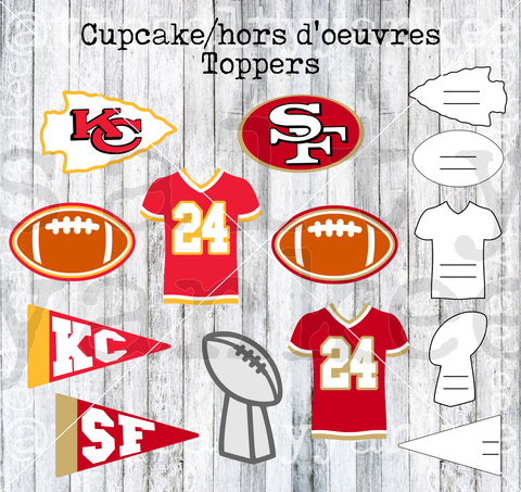 Big Football Game Cupcake and Snack Toppers SVG and PNG File Download