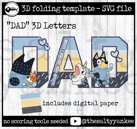 DAD 3D Letters - SVG File Download