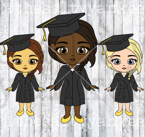 SY Dolls Graduation Cap and Gown SVG and PNG File Download