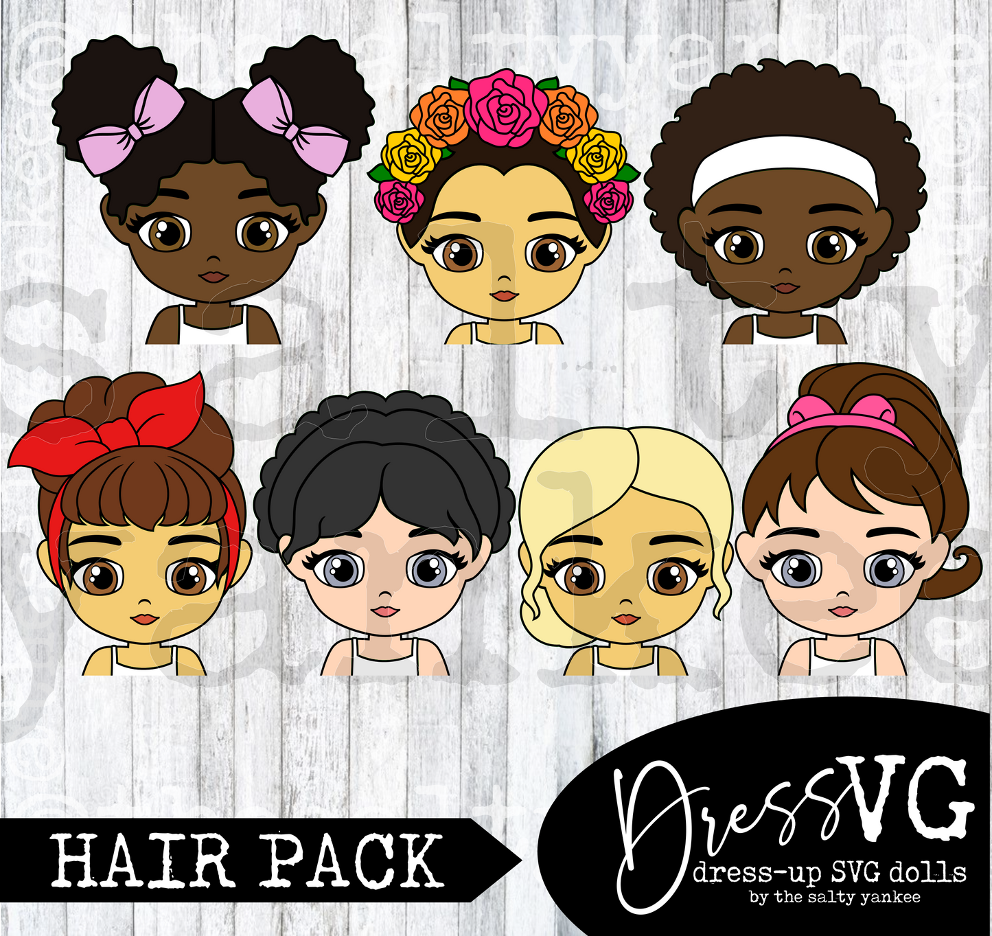 DressVG Hair Pack - Dressy Hair -  SVG File Download