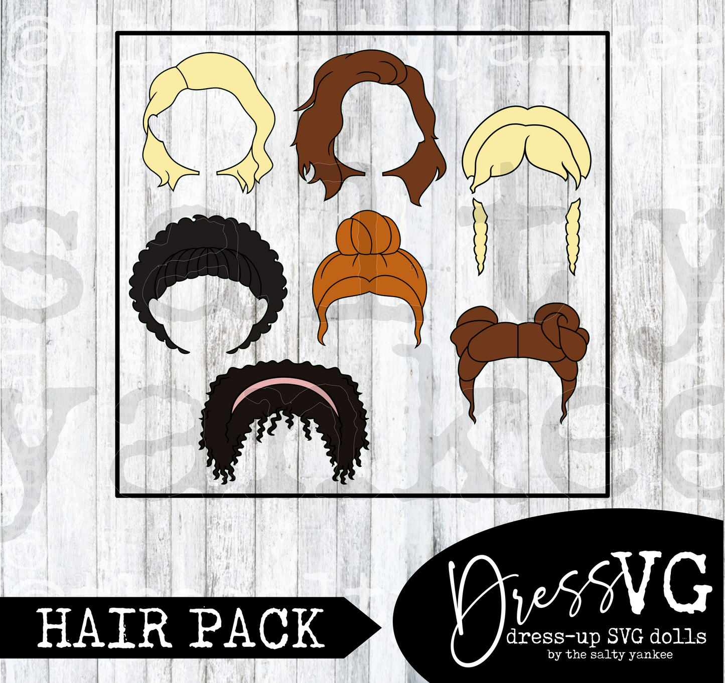 DressVG Hair Pack - Casual Hair -  SVG File Download