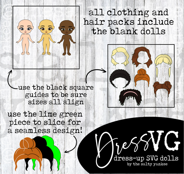 DressVG Hair Pack - Casual Hair -  SVG File Download