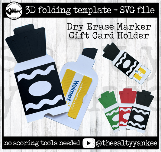 Dry Erase Marker Gift Card Holder - SVG File Download