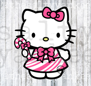 Cute Kitty in Peppermint Dress SVG and PNG File Download