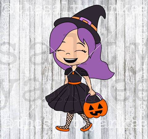Witch Trick or Treater Girl SVG and PNG File Download