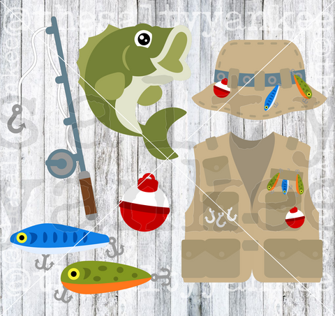 Fathers Day Fishing Bundle SVG and PNG File Download