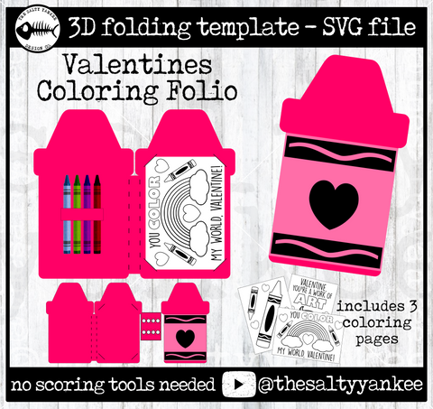 Valentines Crayon Coloring Folio - SVG File Download