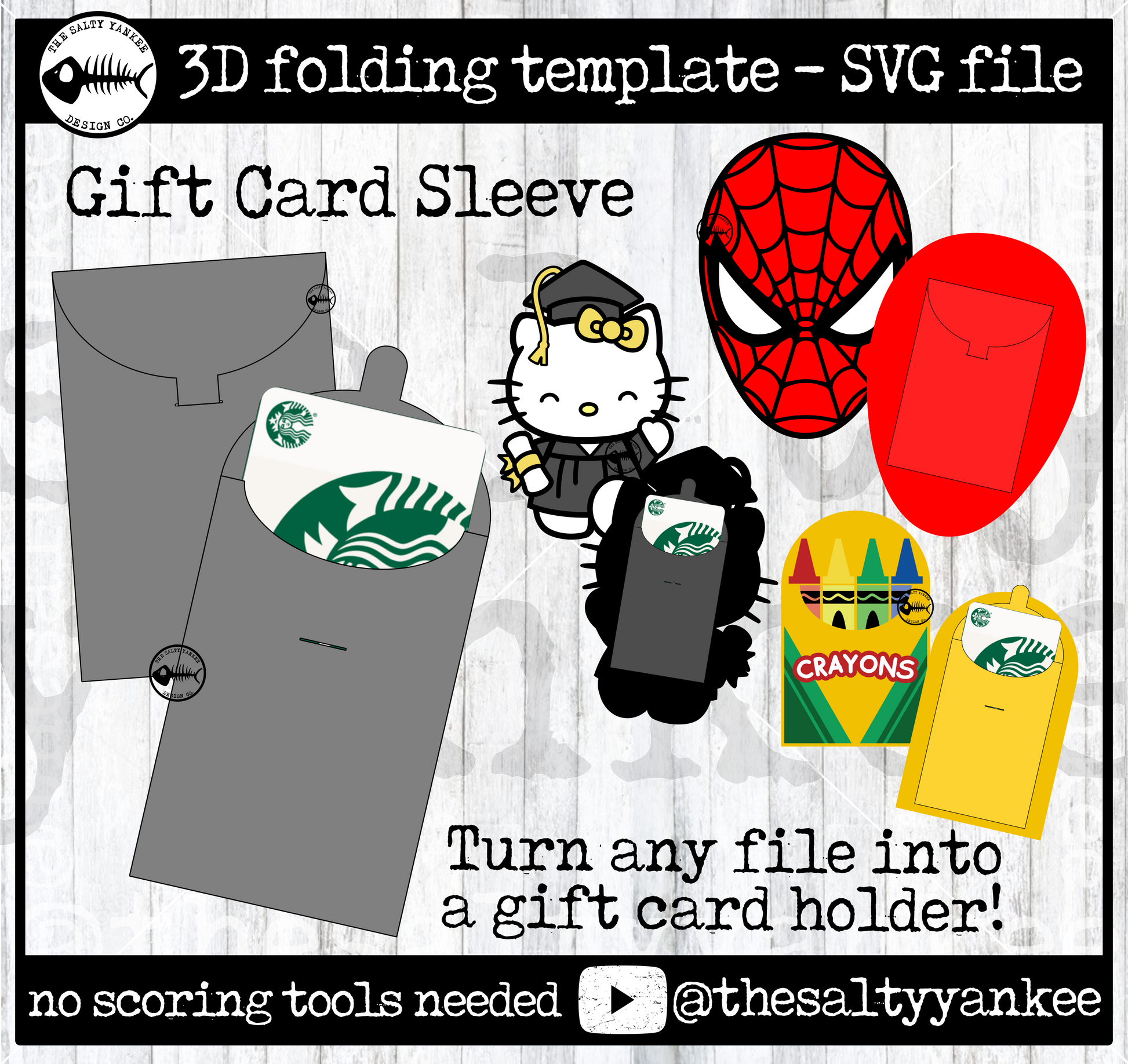 gift card sleeve template Holder 5.2" X 3.4", Canva, SVG, DXF, Dwg, Ai, Png, Psd, PDF 8.5"x11" Sheet, Printable cutting machines Printed Card Holder Templates -