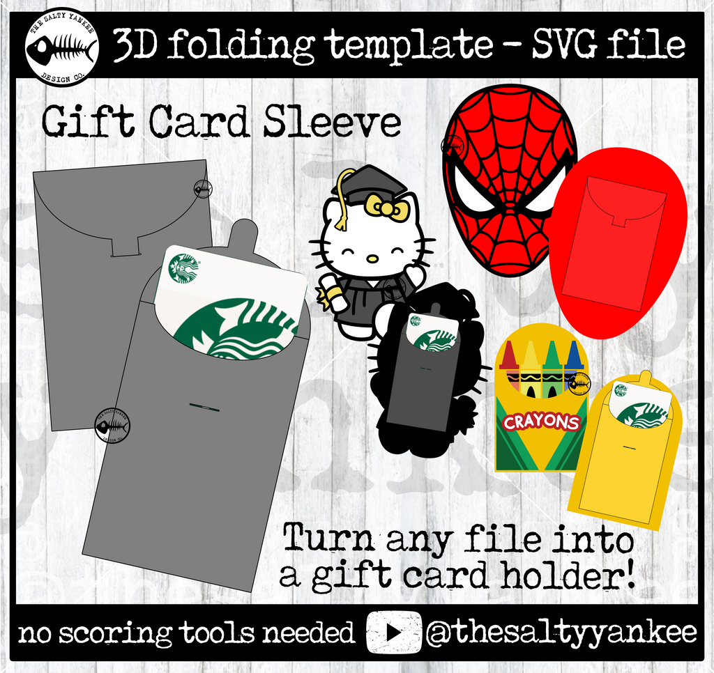 Gift Card Sleeve Template SVG File Download The Salty Yankee