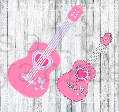 Pop Star Guitar with Butterflies SVG and PNG File Download