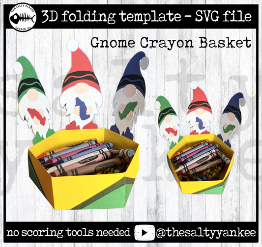 Gnome Crayon Basket Template - SVG File Download