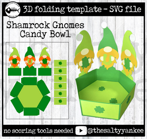 Shamrock Gnomes Candy Bowl - SVG File Download