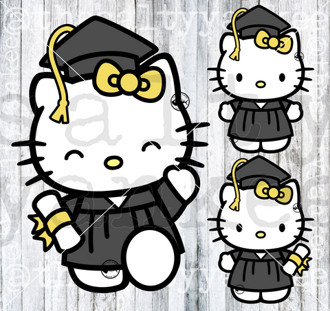 Cute Kitty Graduation SVG and PNG File Download