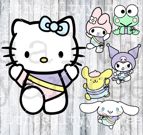 Cute Kitty Friends Gymnastics Bundle SVG and PNG File Download