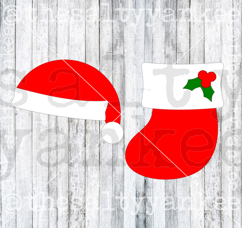 Basic Santa Hat and Stocking SVG and PNG File Download
