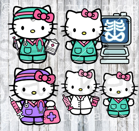 Cute Kitty BUNDLE Doctor X Ray Radiology Pharmacy Nurse RN Medical SVG and PNG File Download