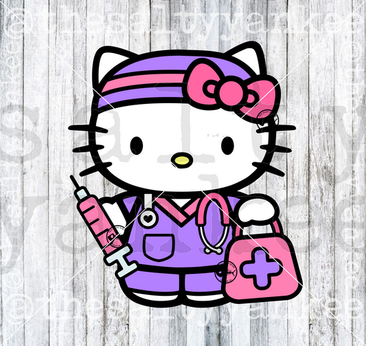 Cute Kitty Doctor Nurse RN Medical SVG and PNG File Download