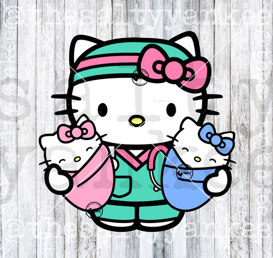 Cute Kitty Doctor Labor and Delivery Maternity Baby Nurse RN Medical SVG and PNG File Download