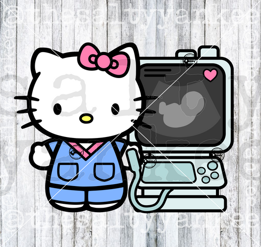 Cute Kitty Doctor Ultrasound Technician Sonogram Baby Nurse RN Medical SVG and PNG File Download