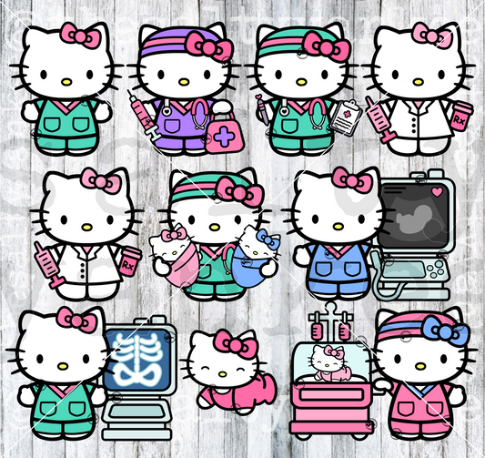 Cute Kitty BUNDLE Doctor X Ray Radiology Pharmacy Labor Delivery Baby Ultrasound NICU Nurse RN Medical SVG and PNG File Download