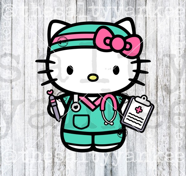 Cute Kitty Doctor Nurse RN Medical SVG and PNG File Download