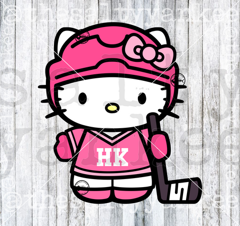 Cute Kitty in Hockey Attire SVG and PNG File Download