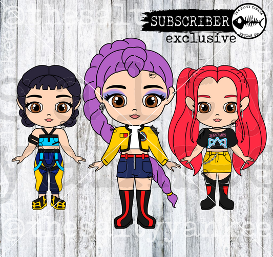 K Pop Warrior Girl Group SY Dolls - SVG File Download