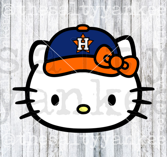 Cute Kitty Face with Baseball Hat SVG and PNG File Download
