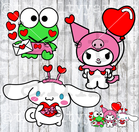 Kitty Friends Valentines Bundle SVG and PNG File Download