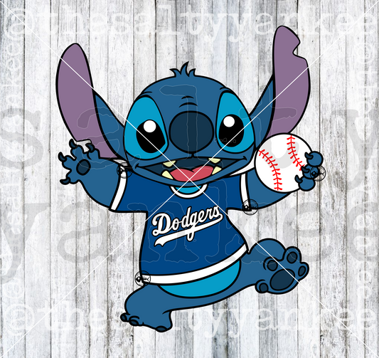 Blue Alien in Team Baseball Jersey SVG and PNG File Download
