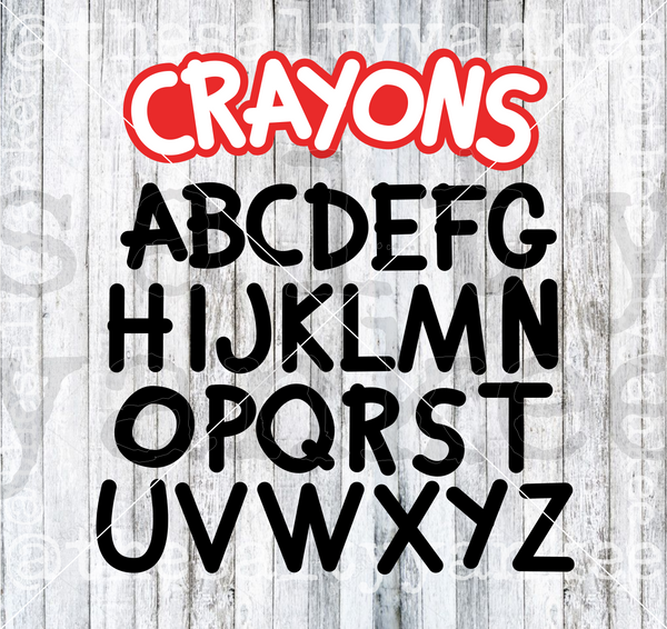 Crayons Style Alphabet SVG and PNG File Download