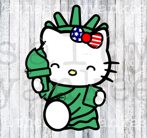 Cute Kitty as Lady Liberty SVG and PNG File Download