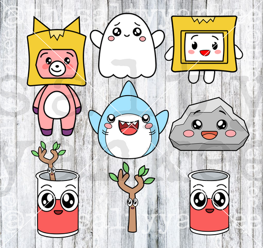 Box Cartoon Characters Bundle SVG and PNG File Download