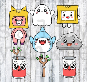 Box Cartoon Characters Bundle SVG and PNG File Download