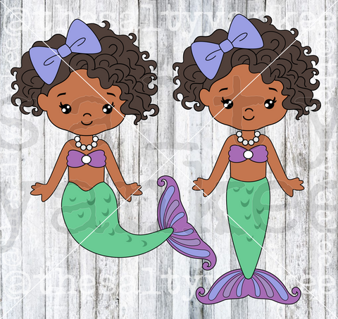 Mermaid with Curly Hair SVG and PNG File Download