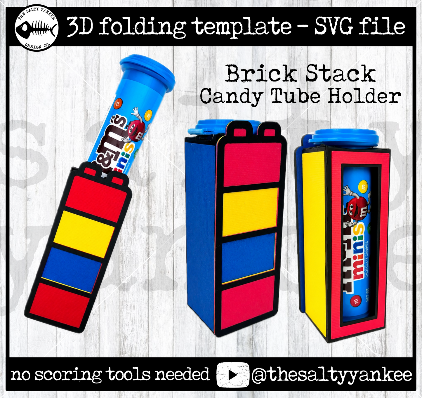 Stacked Bricks Candy Tube Box Template - SVG File Download