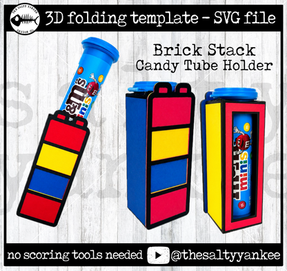 Stacked Bricks Candy Tube Box Template - SVG File Download