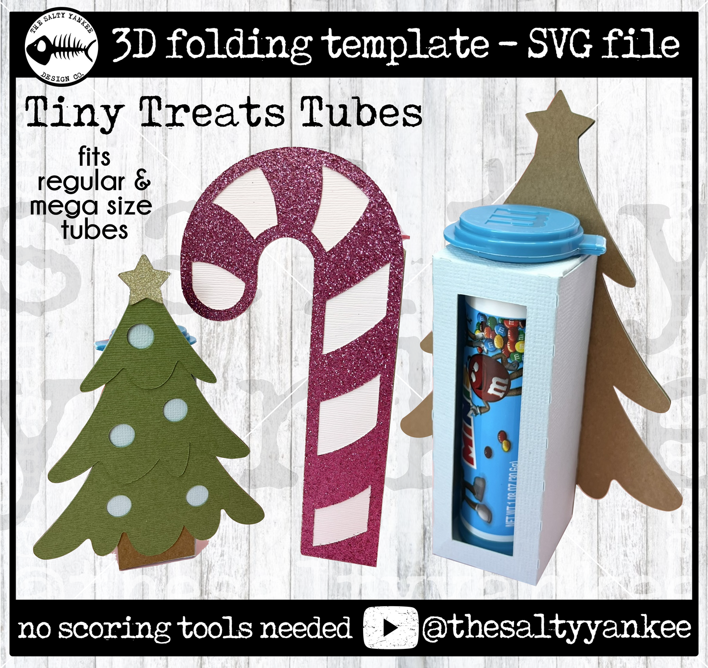 Tiny Treats Tube Template Christmas Tree and Candy Cane Template- SVG File Download