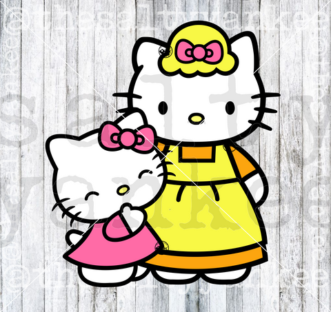 Cute Kitty Mother's Day Hug SVG and PNG File Download