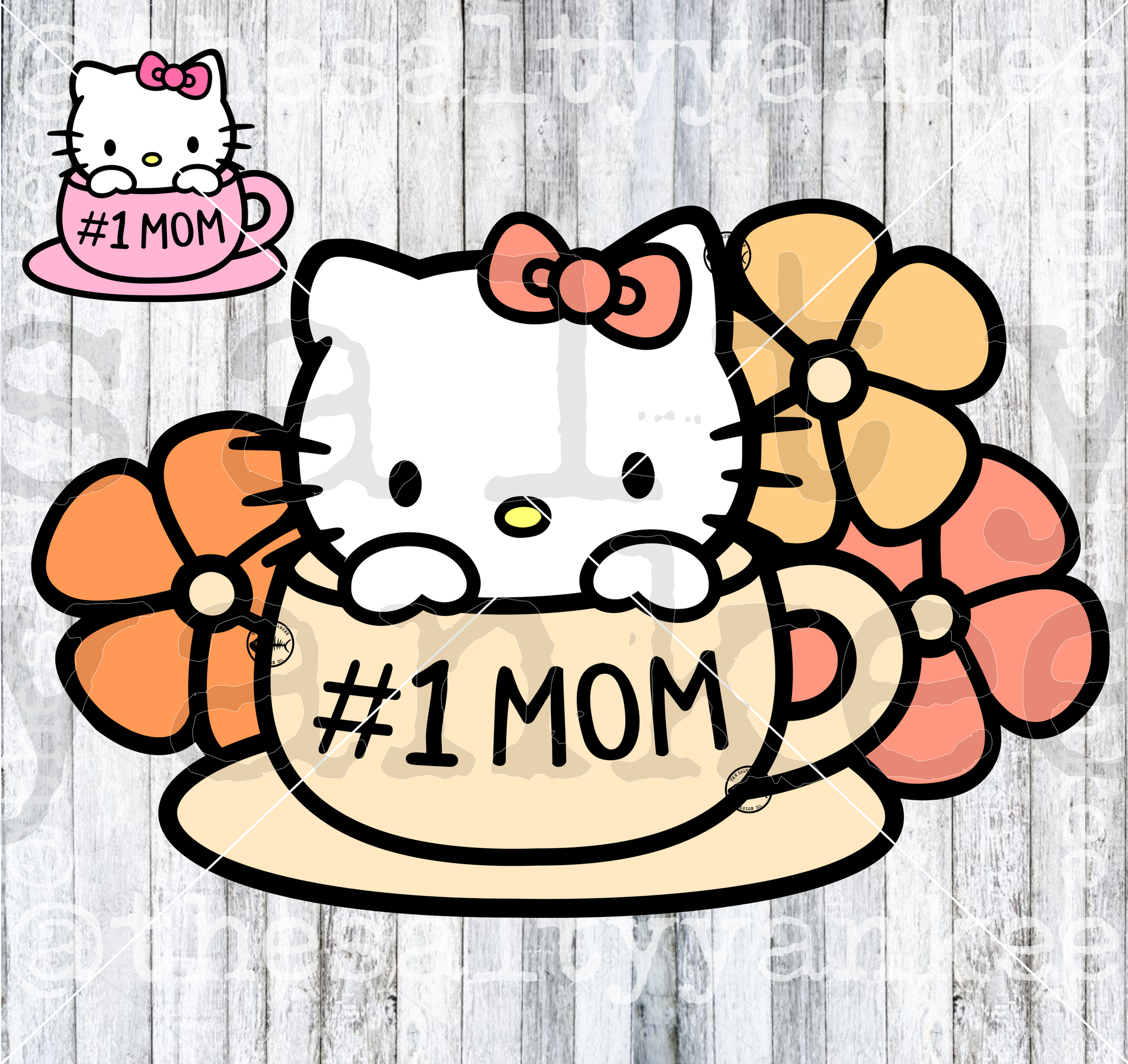 Cute Kitty Mother's Day Teacup SVG and PNG File Download