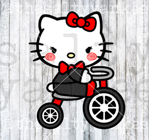 Cute Kitty as Scary Doll on Tricycle SVG and PNG File Download