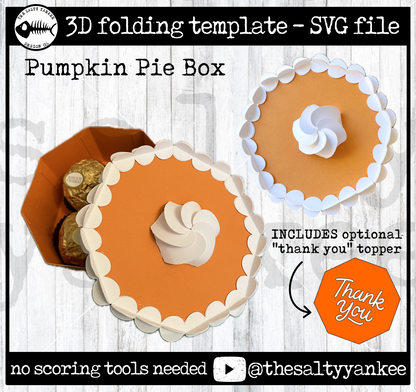 Pumpkin Pie Treat Box Template - SVG File Download