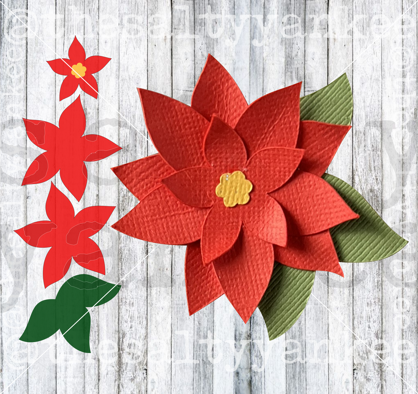 Basic Poinsettia Flower Template - SVG File Download