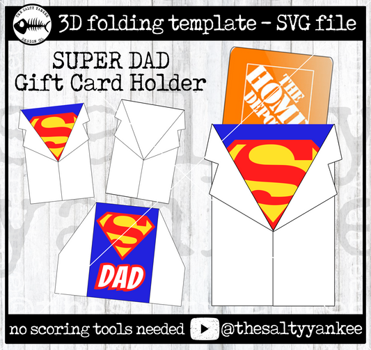 Super Dad Gift Card Holder - SVG File Download