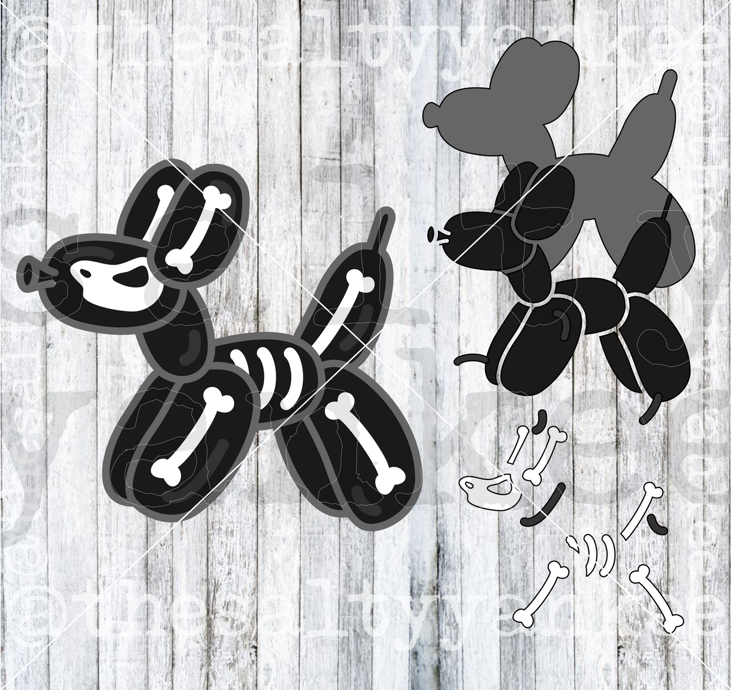 Spooky Skeleton Balloon Dog SVG and PNG File Download