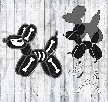 Spooky Skeleton Balloon Dog SVG and PNG File Download